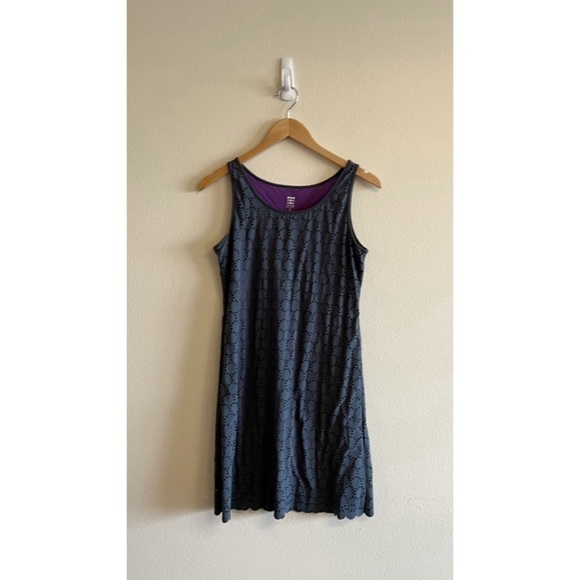Title Nine Gray Purple Eyelet Nimblene Illusion Mini Dress S - Picture 1 of 8